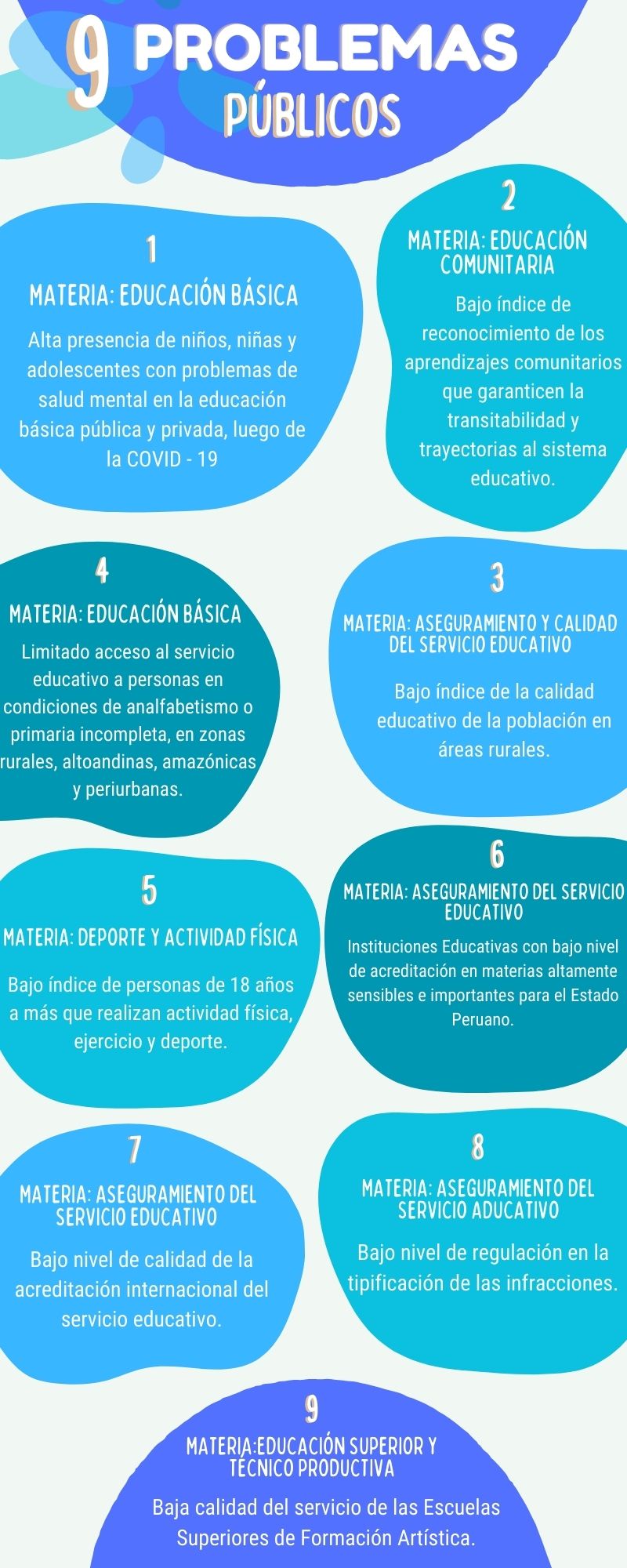 9 Problemas Públicos de le educación peruana